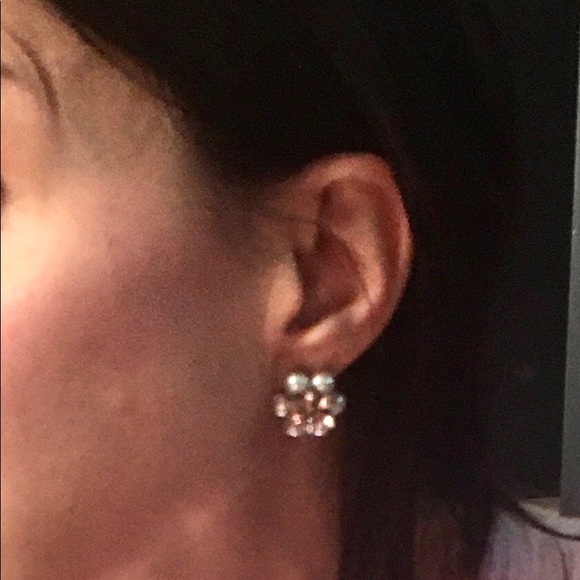 Vintage Pearl with Pink Sparkle Flower Earrings - Picture 1 of 3